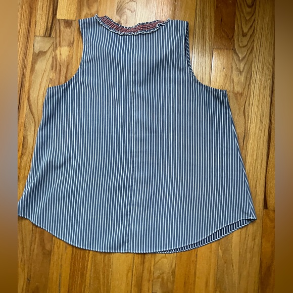 Hem & Thread Blue and White Striped Sleeveless Top - Picture 3 of 5